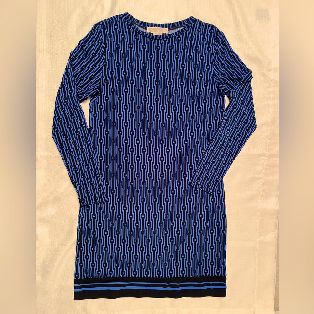 Michael Kors Blue & Black Dress with Long Sleeves